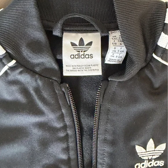 Adidas Kids Black Joggers with White Stripes - Picture 2 of 2